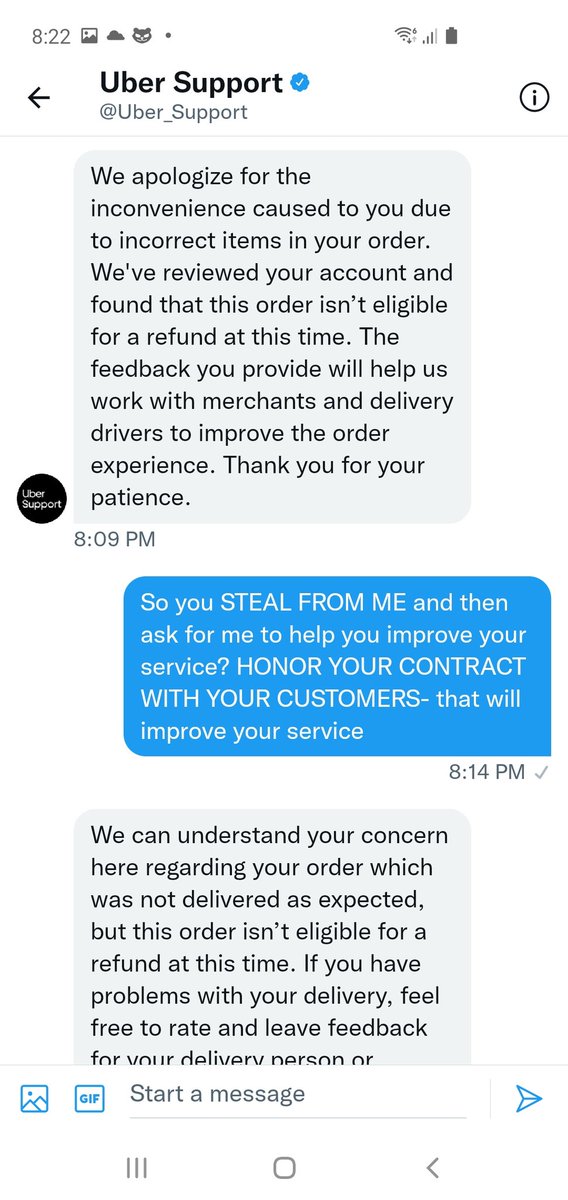 Rebelpants's tweet photo. Apparently @UberEats throws in theft w/ a side of gaslighting for special customers https://t.co/7GyrHaa4G2