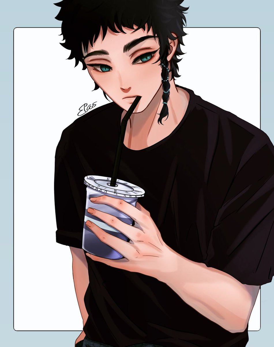 I took some time to #redesign my baby Ren. I just love his eyes okey 😭
he originally has dark blue hair, but for some reason it was changed to black 🤣🤣
he's 5.8" btw (⁠｡⁠・⁠/⁠/⁠ε⁠/⁠/⁠・⁠｡⁠) 
#anime
#animeguy #animefanart #artmanga #originalcharacter