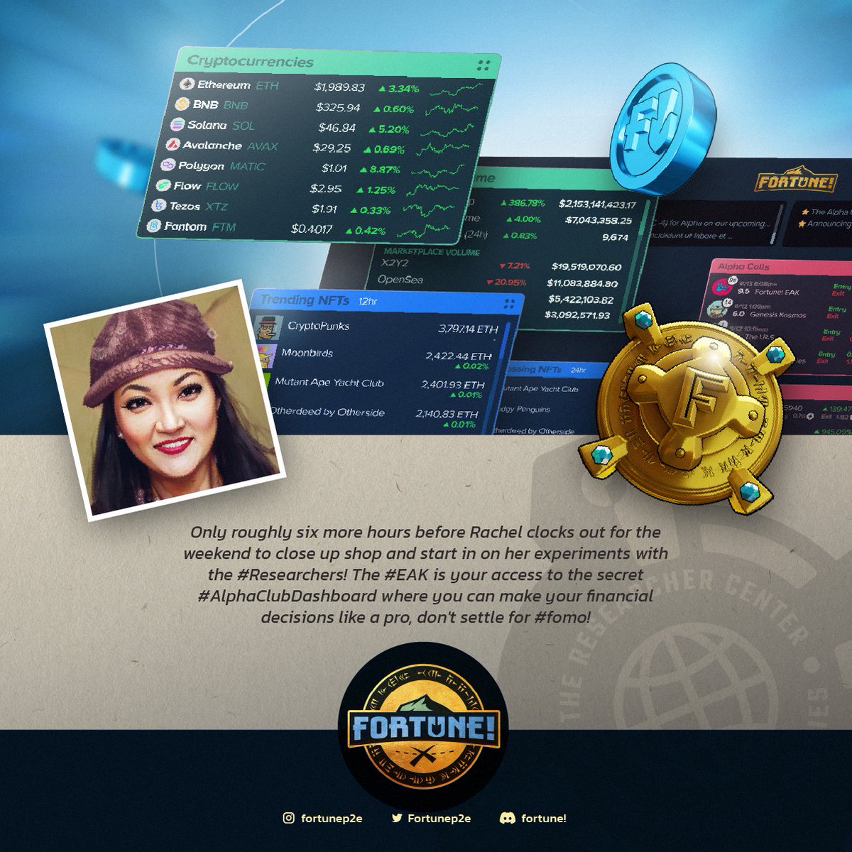 Fortunep2e's tweet photo. Rachel is ready for another week as she's getting ready to clock out for the evening after a long week of building! Don't forget; the #EAK is your access to the secret #AlphaClubDashboard where you can make your financial decisions like a pro, don't settle for #fomo! https://t.co/qNd1U1SxUf