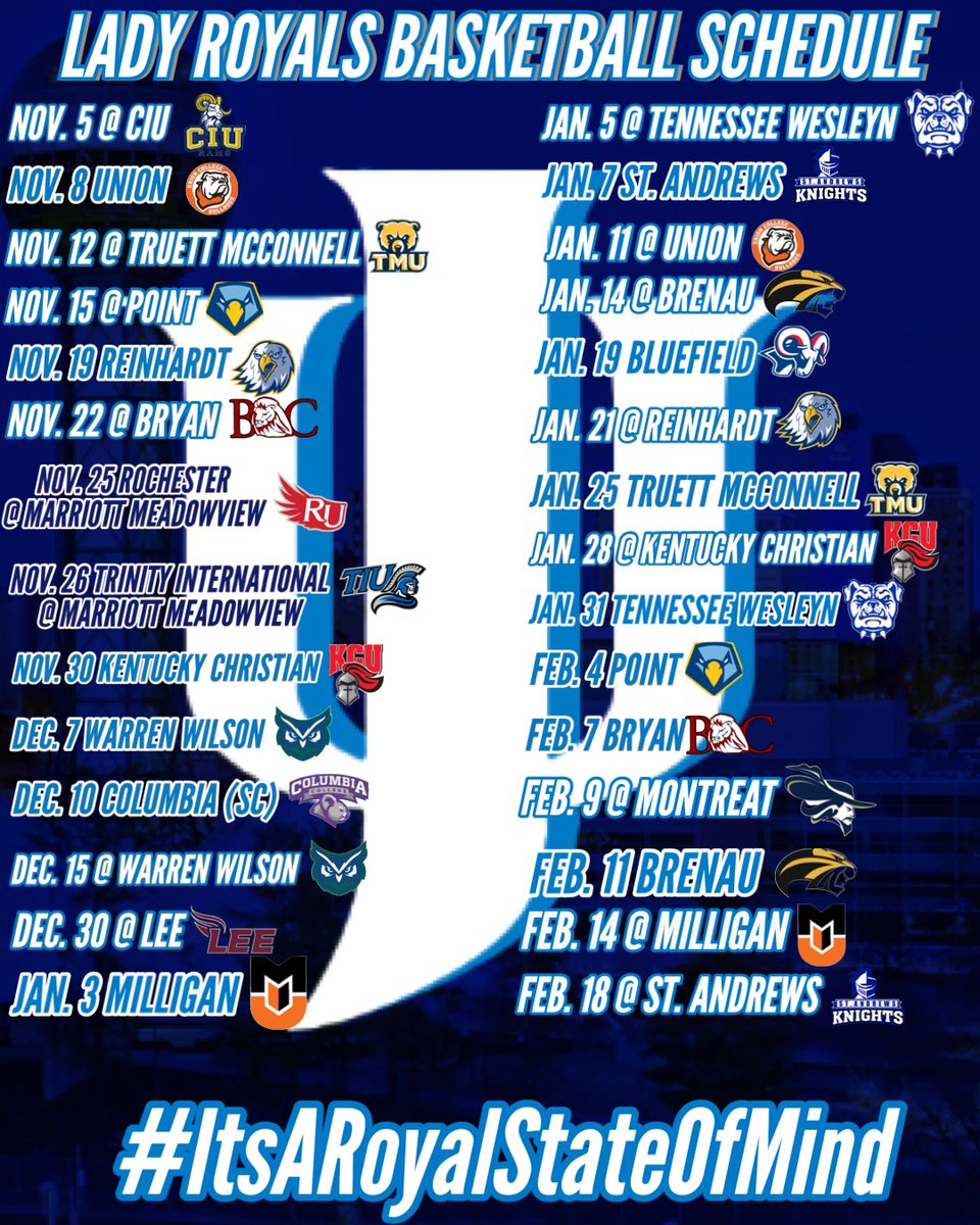 JUTNWBB's tweet photo. You #LadyRoyals '22-23 game Schedule!! #ItsARoyalStateOfMind 
@JUCoachLawhon @CoachHeifner @JWisdomMartin @jjlm_12 https://t.co/0LtnNXqrYB