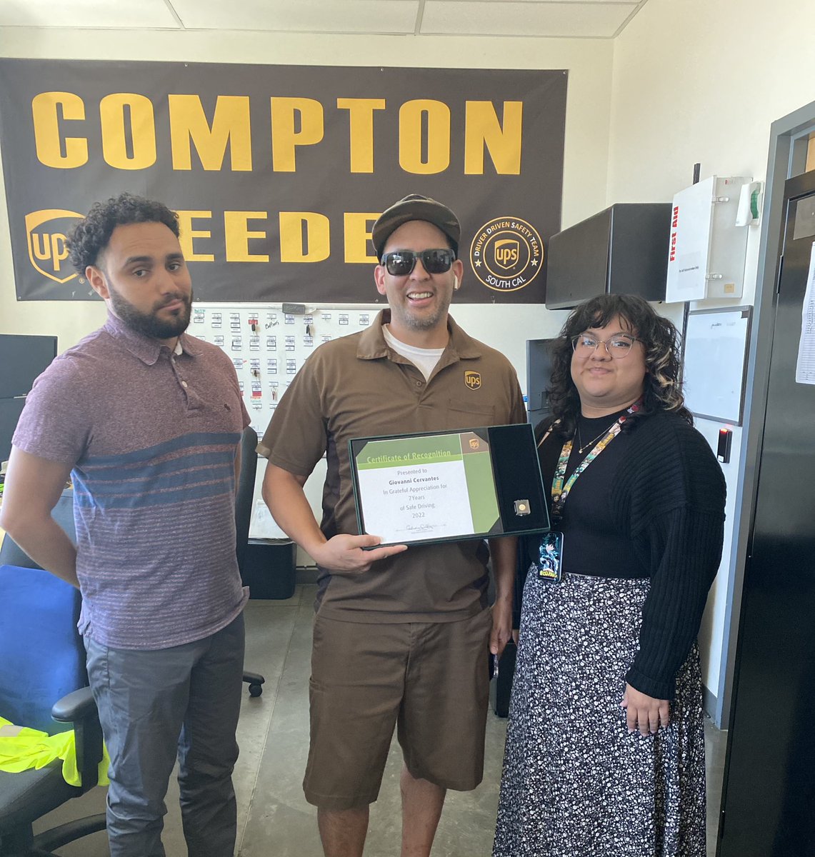 Giovanni Cervantes has 7 years of safe driving we look forward to hit double digits. That you for always driving safe #safedriver #CPTCA #UPS