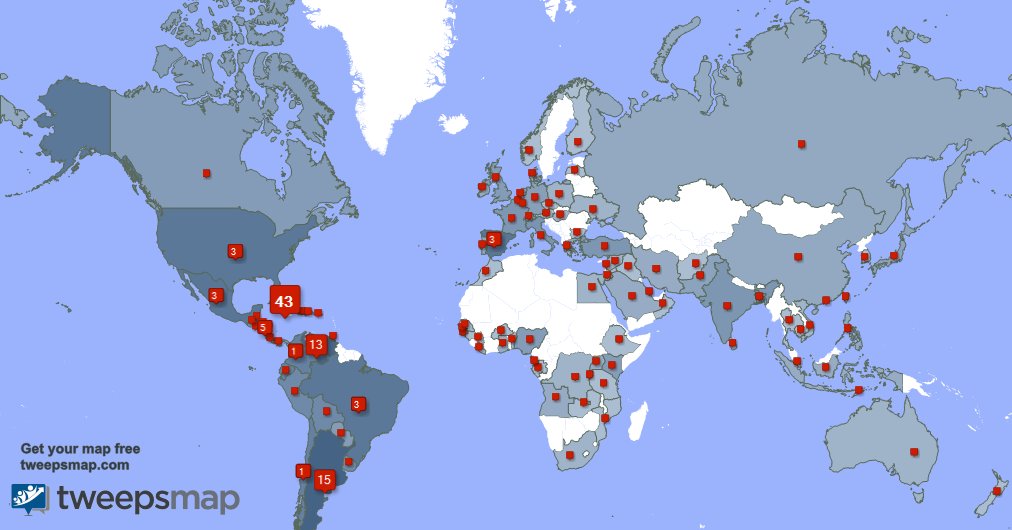 Tengo 71 nuevos seguidores, desde Cuba 🇨🇺, Argentina 🇦🇷, Venezuela 🇻🇪, y más durante la última semana tweepsmap.com/!JohannaElisa_…