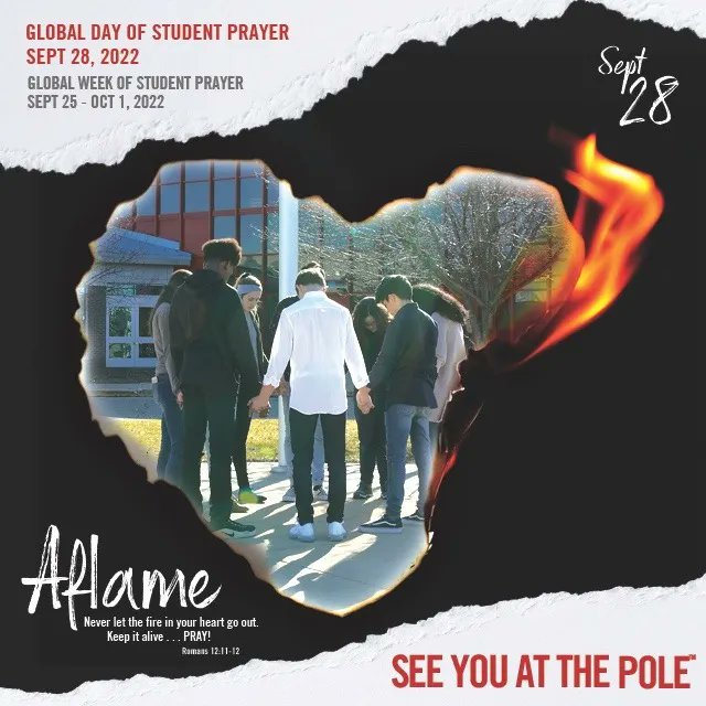 SEE YOU AT THE POLE 2022: This year, 6-12 students are invited to the flagpole near the soccer concession stand at Fross Park at 7:45 am on Wed,Sept 28, immediately followed by juice and donuts at the Anchor Bible Church. All students must find their own transportation to school.