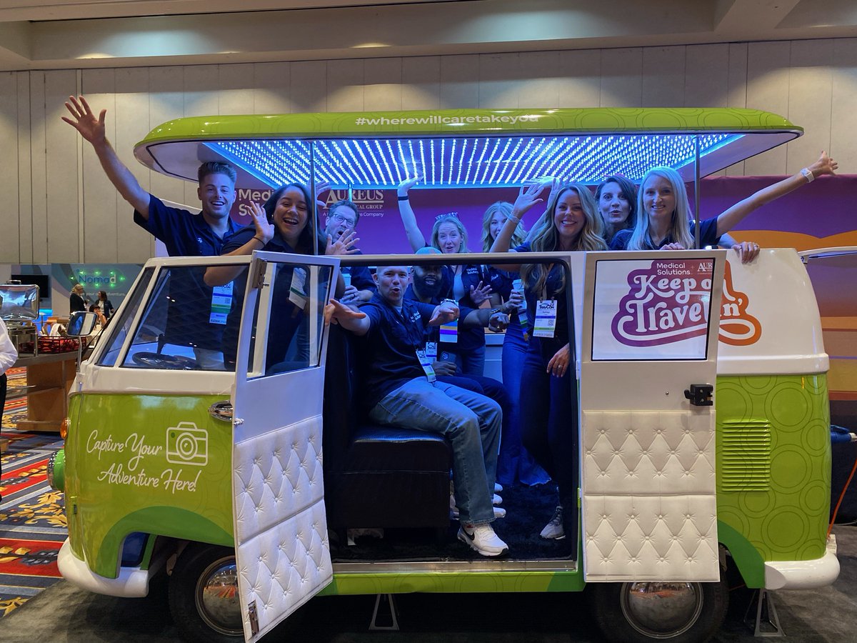 MSMedStaffing's tweet photo. Day-1 of TravCon was epic!! Come back &amp; hang with our crew tomorrow at booth #224! 📸 Snapping some pics in our VW Photo Booth Bus is an absolute must. We also have a really cool charging station and swag for days. See you tomorrow! #wherewillcaretakeyou #travcon22 https://t.co/fpZcdgO2FV