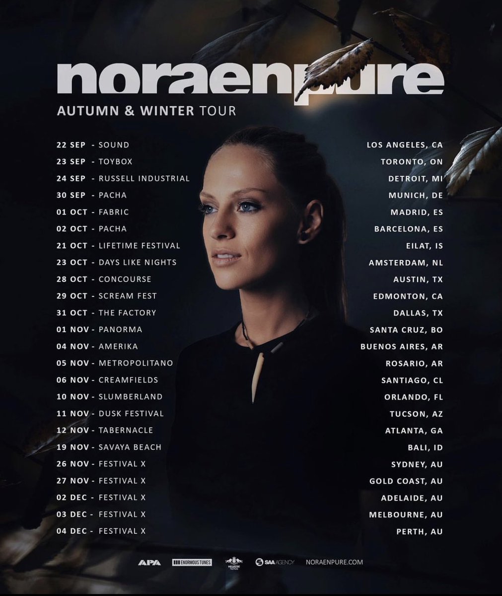 Just announced! 🌊🔊🙌 @noraenpure Autumn/Winter tour dates!