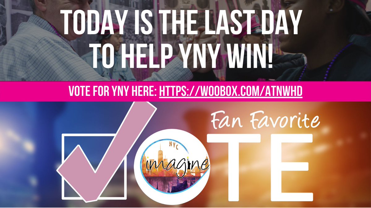 TODAY IS THE LAST DAY TO VOTE for YNY to be the <a href="/ImagineAwardNYC/">NYC Imagine Awards</a> Webster Bank Fan Favorite Awardee! To all who have already voted… thank you &amp; vote again today if you can!

Help us get <a href="/ImagineAwardNYC/">NYC Imagine Awards</a>  Aetna Rising Star Award on 10/18 by VOTING TODAY at: woobox.com/atnwhd