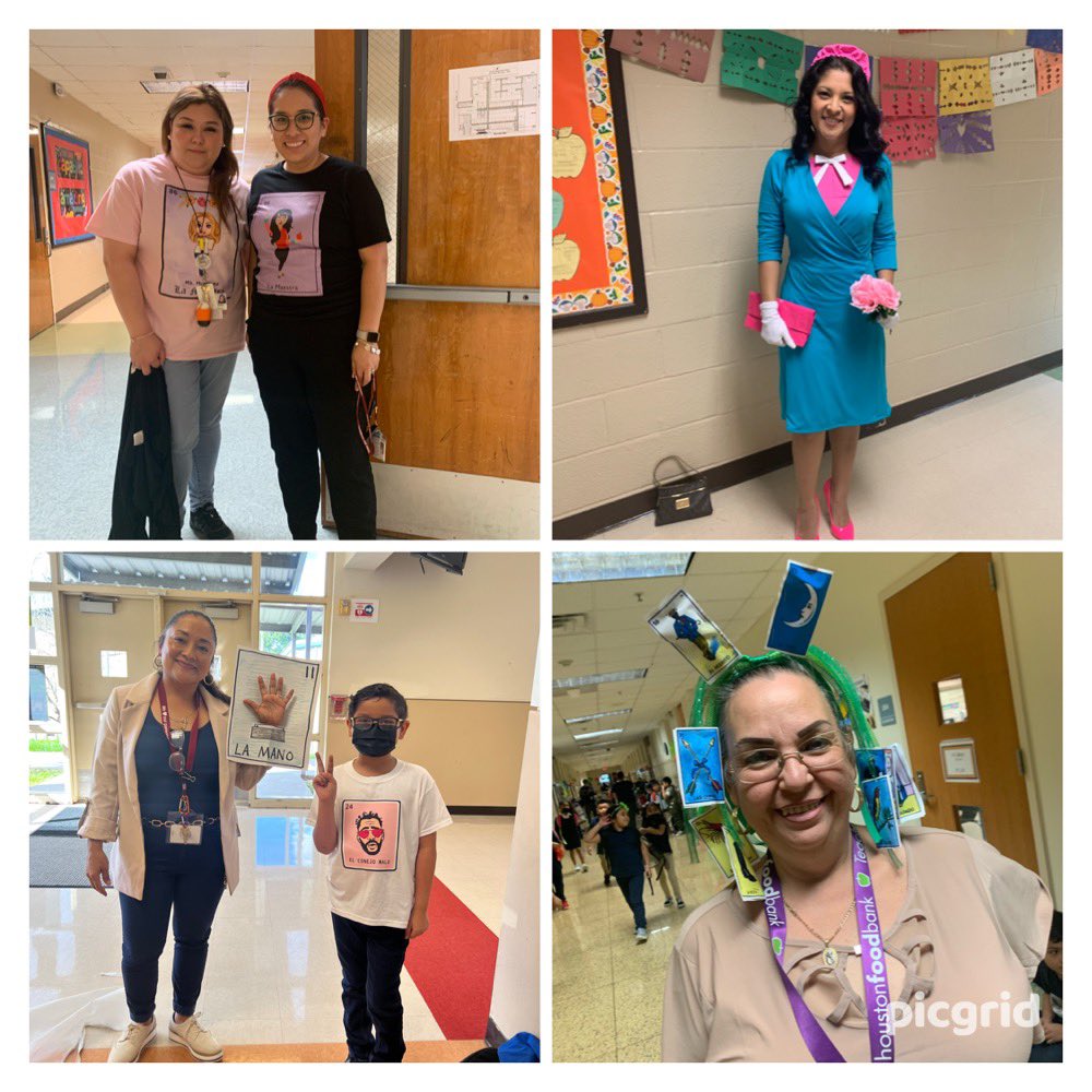 guevarasonia02's tweet photo. Our @BonnerElemHISD Tigers celebrated Day 3 of #HispanicHeritageMonth2022 dressing up as their favorite lotería characters. Way to show off your creativity Tigers! #HISDHHM @HoustonISD @ESO3_HISD https://t.co/swerxw4zUJ