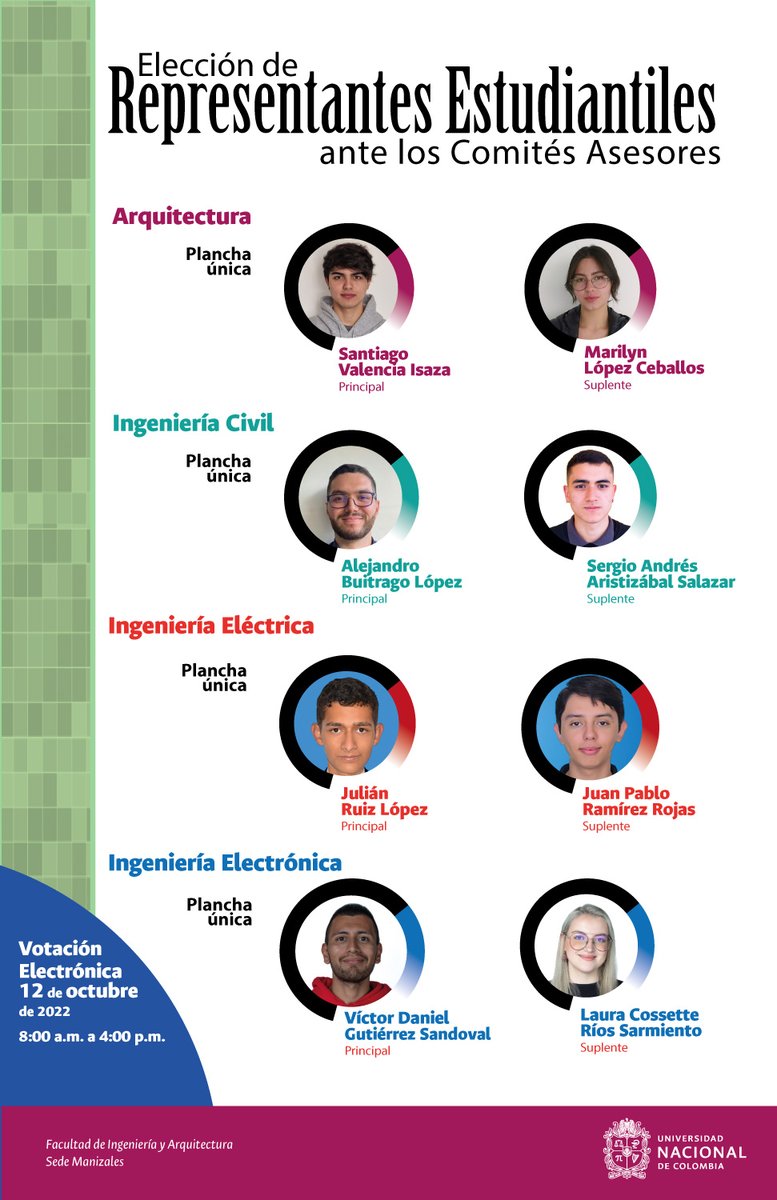 FIASedeManUNAL's tweet photo. #EstudianteUNALManizales  #SomosUNAL #UNAL #SedeManizales #ComunidadUNAL
Te invitamos a conocer los candidatos y el cronograma para la Convocatoria de Elección de Representantes Estudiantiles ante los Comités Asesores de pregrado y posgrado de la FIA: https://t.co/pURxUSFxYk https://t.co/f9aIUecPHV