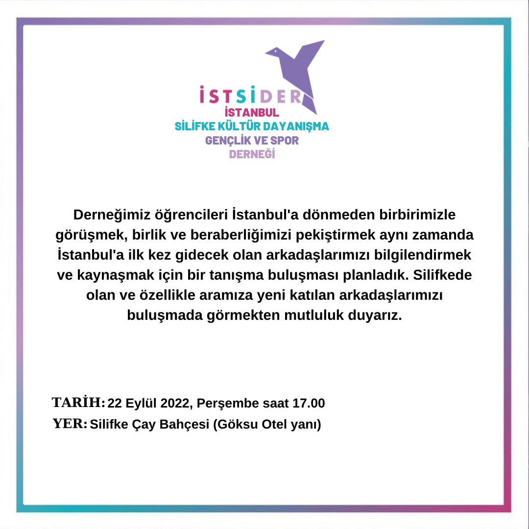 istsider's tweet photo. 22 Eylül Perşembe günü yapılacak olan buluşmamızda sizleri de aramızda görmek isteriz🎉🎉 https://t.co/t286G2ipnE