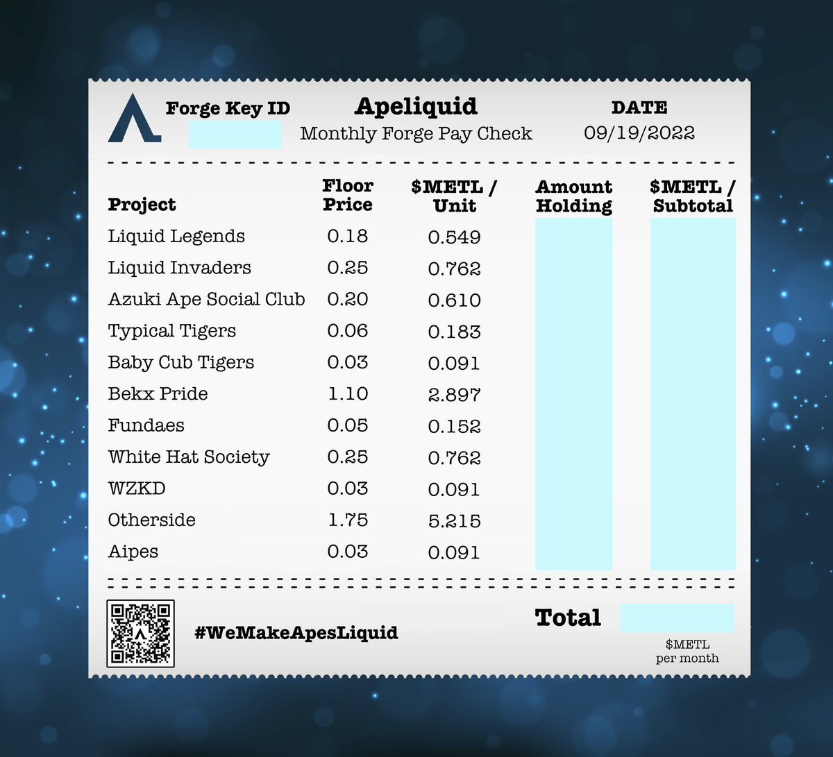 PhiTra88's tweet photo. It‘s time to show the world how @ApeLiquidio really makes Apes Liquid 🤩

Let’s use this template end show what our passive income would look like when the #LiquidForge is heating up and that in a bearish crypto and NFT Market 🔥

@CrystalKingETH @aleph0ne @AlephQueen @DVL_eth https://t.co/FOKY8W3dVb