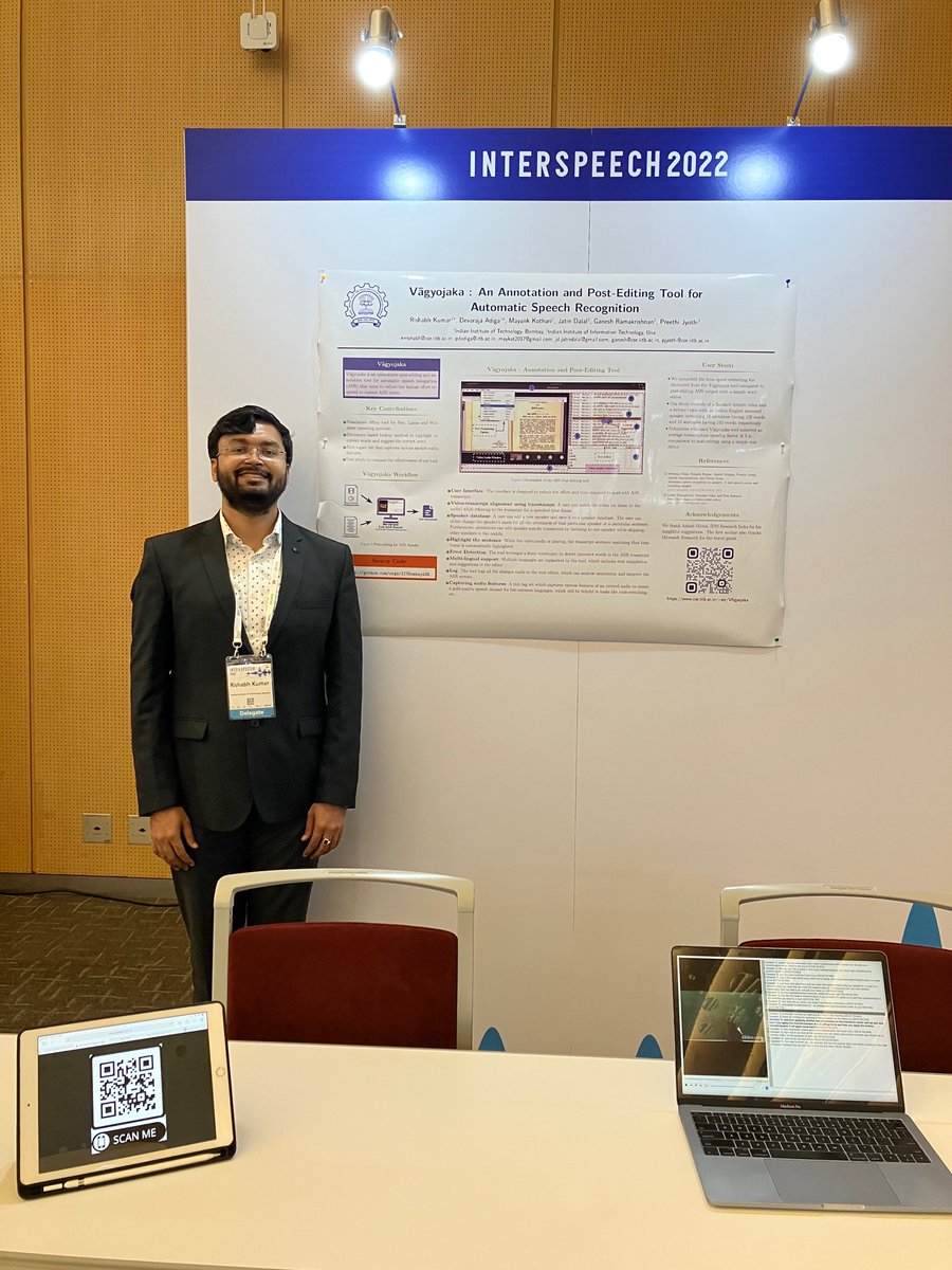 ikrrishabh's tweet photo. #Interspeech22 Yesterday, We have showcased our open source ASR post-editing and annotating tool : “VAgyojaka”.
We are looking forward for all type of collaboration and valuable feedback. #opensource #conference #asr #lowresourcelangage https://t.co/ntJ6Y50gWG