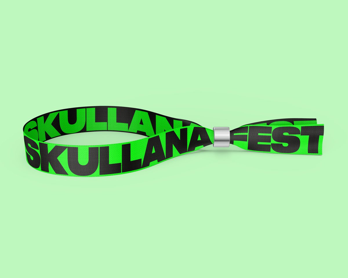 ART ALPHA ALERT: Winning one auction could guarantee you an edition from all 50+ SKULLANA FEST artists including @benbauchau, @degenpoet, @zen0m, @lateduke, @OddSkull_ & more Presenting the SKULLANA FEST wristband. You don't need it, but you definitely WANT IT. Check it out 👇