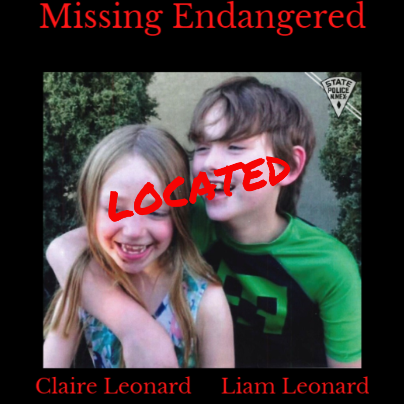 NMStatePolice's tweet photo. UPDATE: CANCEL Missing Endangered Juvenile Advisory– Liam Leonard and Claire Leonard 
#PressReleaseNMSP
https://t.co/2ijeuITMLV https://t.co/1HPg1ywJ8f
