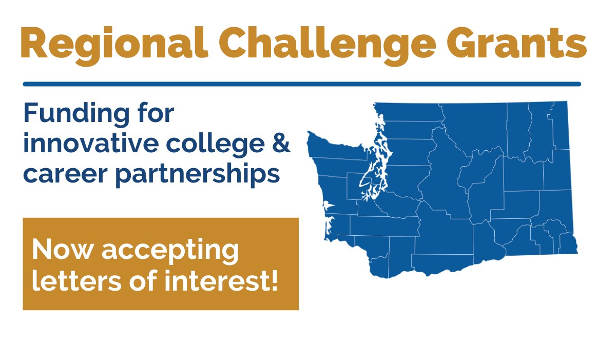 WSACouncil's tweet photo. Are you part of a regional partnership that supports college and career training pathways? Or do you want to be? Get connected  and make a difference in your community. 
✅ Apply for Regional Challenge Grants! 
Learn more at: https://t.co/O2uBNm02oq
#WAedu #Pathto70 #WAFinAid https://t.co/kdnWHQq1Gx