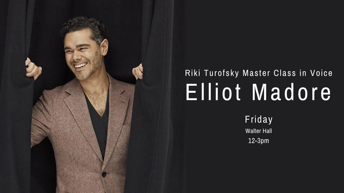 UofT Opera (@uoftopera) on Twitter photo We are thrilled to welcome Canadian Grammy® Award-winning baritone <a href="/elliotmadore/">Elliot Madore</a> for this year's Riki Turofsky Master Class in Voice.
Friday, September 23rd at 12 pm
In person: Walter Hall, 80 Queen's Park / Livestream: đź”— ow.ly/18gY50KNpkv
<a href="/UofTMusic/">U of T Music</a> <a href="/UofTMusicAlumni/">UofT Music Alumni</a> We are thrilled to welcome Canadian Grammy® Award-winning baritone <a href="/elliotmadore/">Elliot Madore</a> for this year's Riki Turofsky Master Class in Voice.
Friday, September 23rd at 12 pm
In person: Walter Hall, 80 Queen's Park / Livestream: đź”— ow.ly/18gY50KNpkv
<a href="/UofTMusic/">U of T Music</a> <a href="/UofTMusicAlumni/">UofT Music Alumni</a>