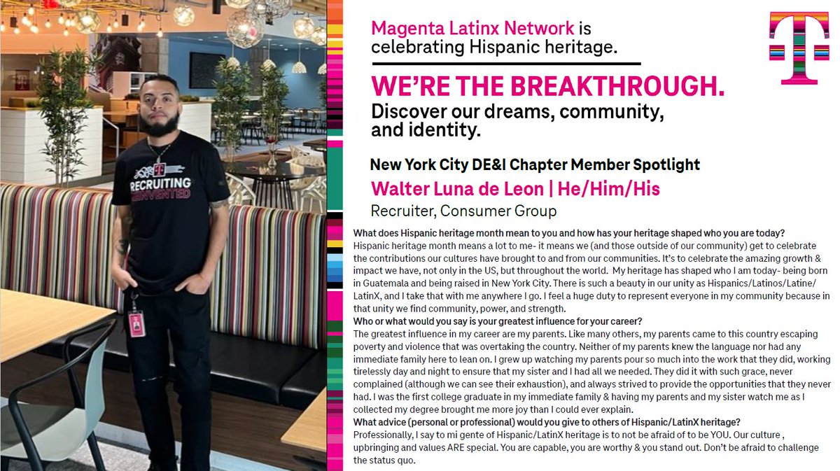 In celebration of #HispanicHeritageMonth we're spotlighting our talented employees here in the East. Today, Walter describes how his heritage has shaped him and the role his parents and culture played in his upbringing. Thank you for sharing your experience with us, Walter! 🇬🇹