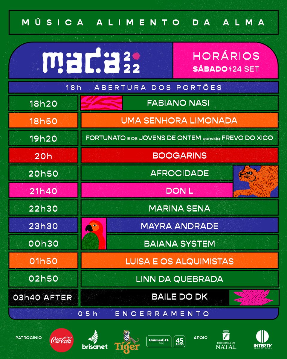 festivalmada's tweet photo. Galera, atenção nos horários! 🔥
#FestivalMada22 https://t.co/QLEbFodlNA