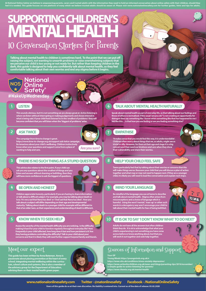 ScottysHouse's tweet photo. #ParentingTipTuesday 

Below is a great infographic from @natonlinesafety. It is important for parents to encourage their children from a young age to speak to them about any worries or concerns they might have. #NationalSuicideAwarenessMonth #mentalhealth  #parentingtips https://t.co/kh53hCT1Ni