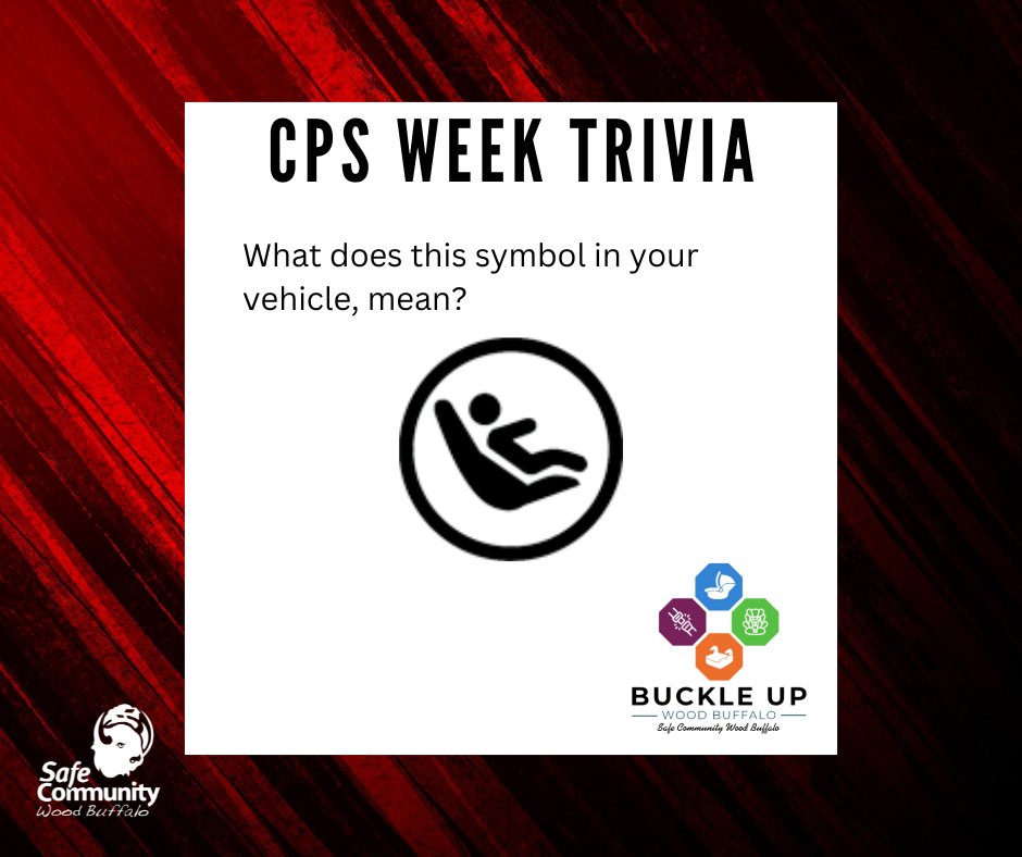 SafeCommunityWB's tweet image. Trivia Question #2
#protectingourfuture #buckleupwoodbuffalo #CPSWeek2022 #CPSWeekYMM