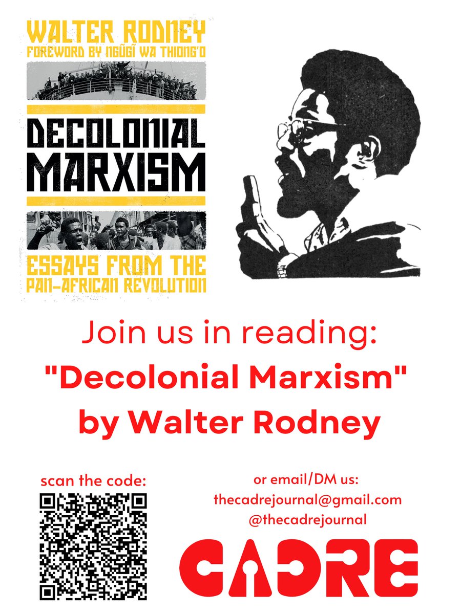 antiimpnetna's tweet photo. Hello all, if you would be interested in joining our reading group to discuss Decolonial Marxism by Walter Rodney week by week please scan for the form, or email/DM us! https://t.co/jQbHWCHqt6