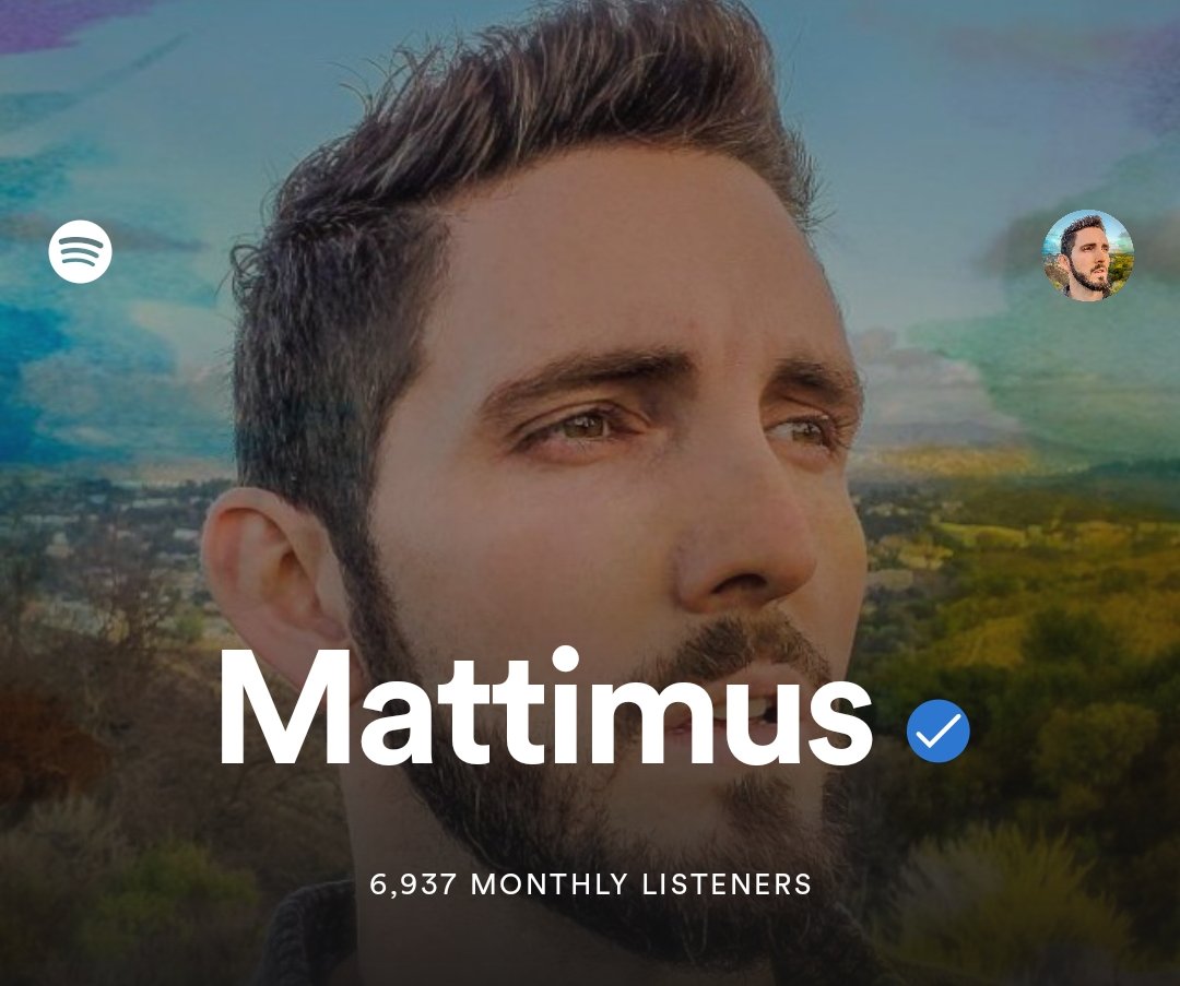 MattimusMusic's tweet photo. Wow❤️! Thank you all for listening. Almost 7000 monthly listeners 🙏❤️🔥
Can we hit 10,000?!

Keep being awesome, everyone!

#music #Spotify #musicproduction https://t.co/tlWKDBmkEE