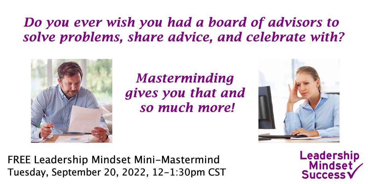 CarrieVanston's tweet photo. TOMORROW-Tues, 9/20, 12-1:30 CT: FREE #Leadership #Mindset Mini- #Mastermind live on Zoom. Imagine a team of advisors inspiring, celebrating, and holding you accountable. #Masterminding is all that and more! https://t.co/l2vDOwzyyo #atx #atxtech #businessleaders #owner #ideation https://t.co/uiBF2V3jr0