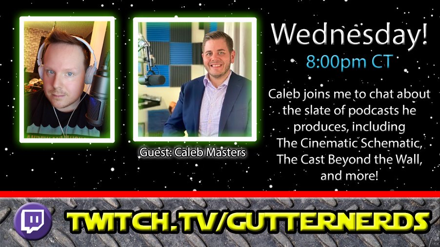 Joining me Wednesday night for a special interview stream is @CMastersTalk -- We'll hear about his many podcasts and creative interests! See you on stream!