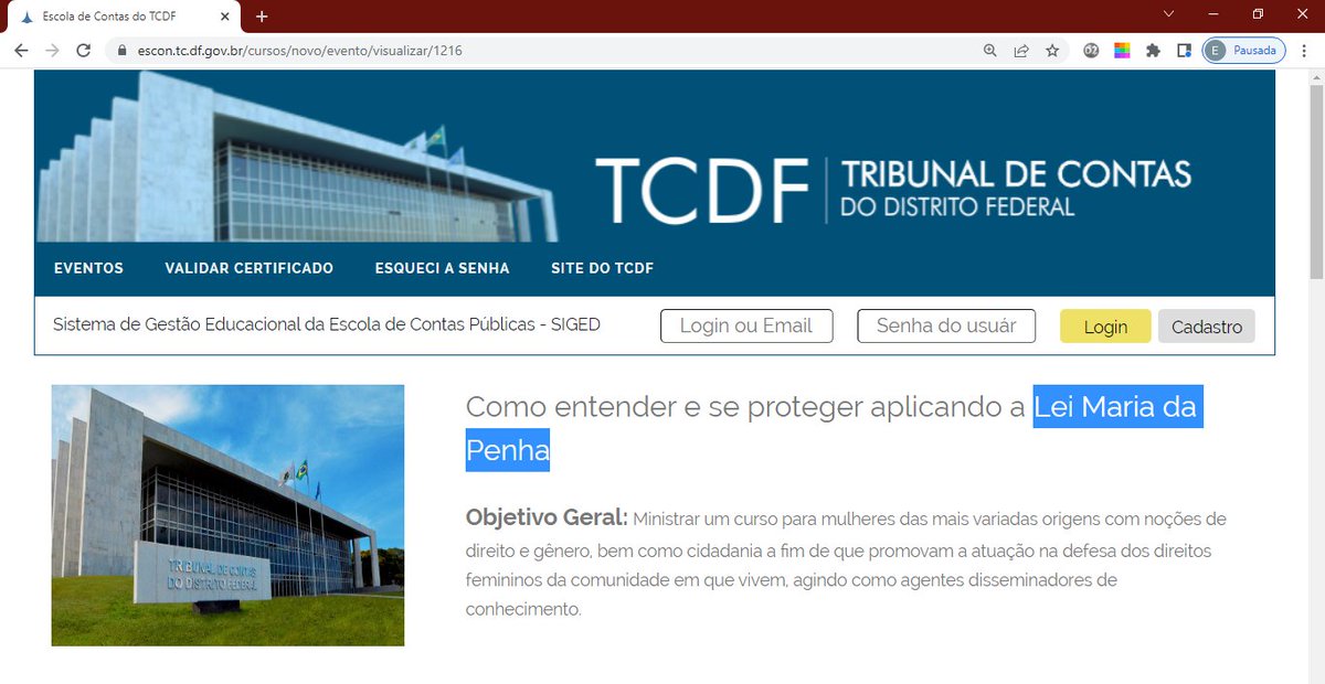 TeSindi's tweet photo. MARIA DA PENHA: ENTENDER E SE PROTEGER 
https://t.co/tFGnfxq44D
(CURSO/TCDF) Objetivo Geral: Ministrar um curso para mulheres das mais variadas origens com noções de direito e gênero, (...)
Pré-Inscrição: 31/08/2022 a 28/09/2022
Datas: 3, 5 e 7 de outubro de 2022, das 14h às 18h https://t.co/1w7DZt5K3O