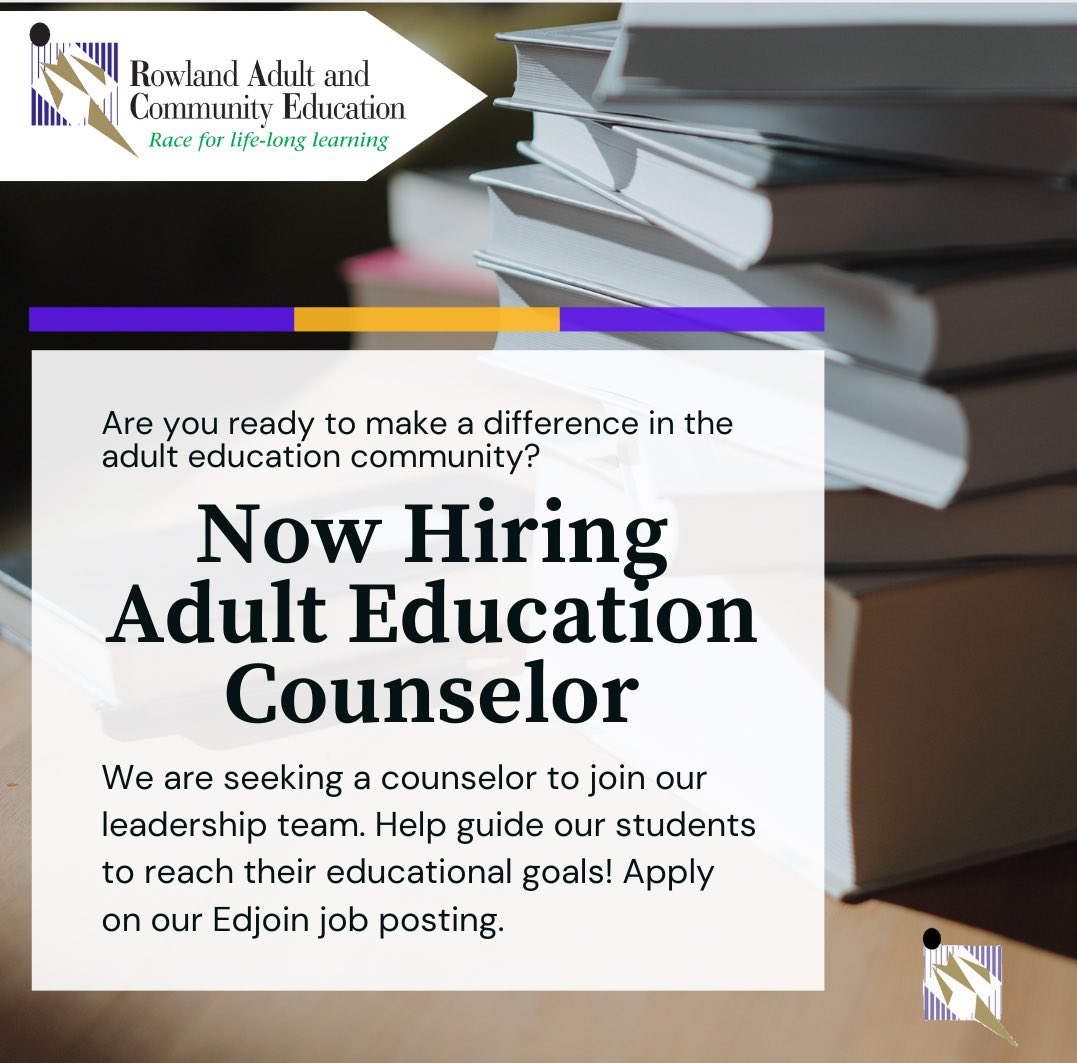 🔔 NOW HIRING 🔔 We have an open position for an adult education counselor. Click link to apply! bit.ly/3Uqf7TZ #WeAreRUSD #RACEStrong