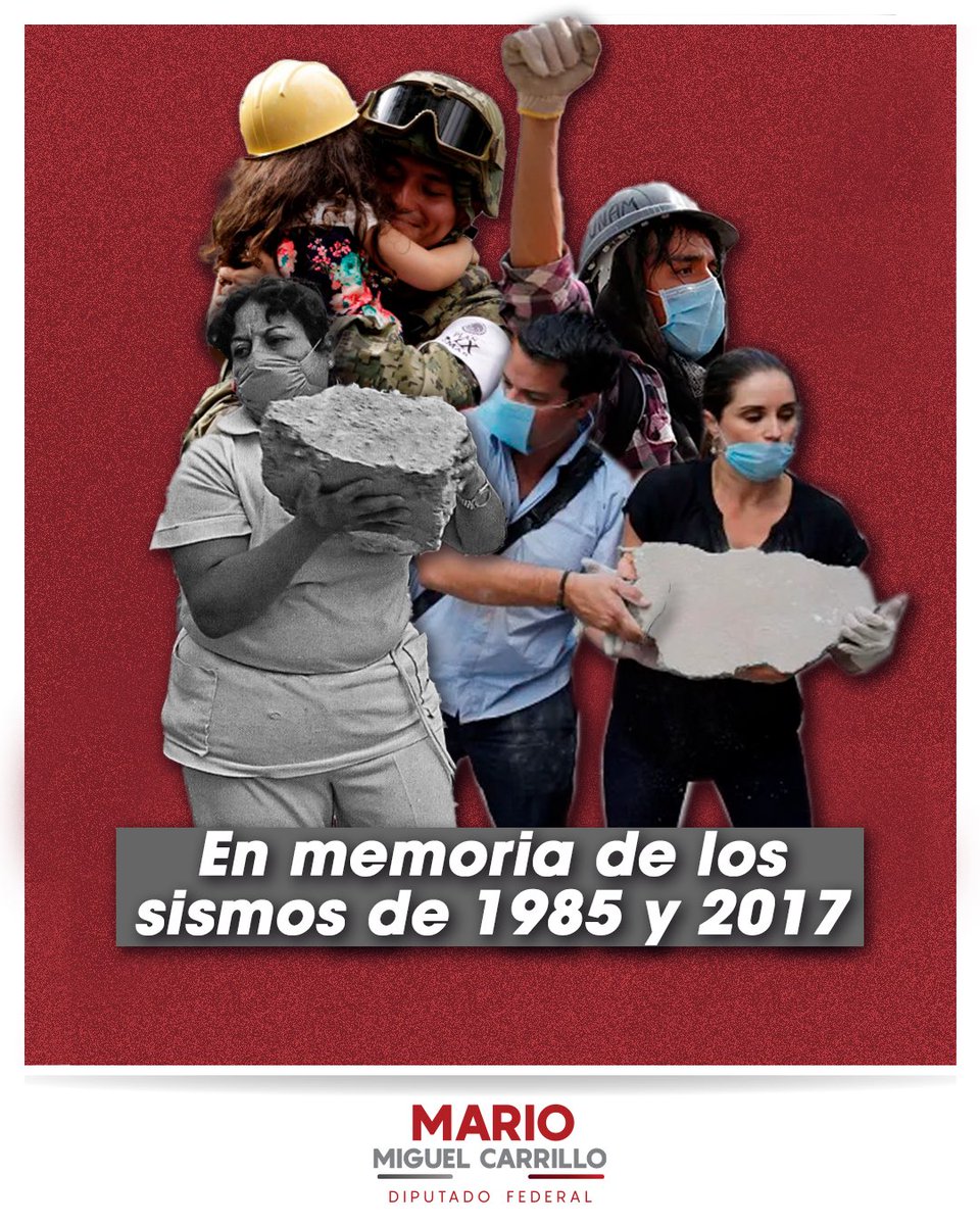 Los sismos de 1985 y 2017 nos dejaron un gran aprendizaje. 

Cada #19DeSeptiembre recordamos a sus víctimas, reconociendo la labor de #ProtecciónCivil 

La cultura de la prevención nos ha ayudado a enfrentar los #sismos como el registrado el día de hoy.