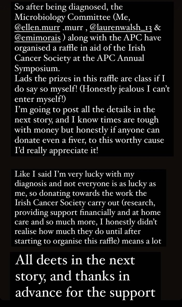 MichelleOC12's tweet photo. I’m happy to announce the @UccMicrobiology PostGrad committee have organised a raffle in aid of @IrishCancerSoc at the Annual @Pharmabiotic Symposium on Oct 7th. Please see the attached for details on why we chose this charity for our fundraiser &amp; some of our prizes up for grabs! https://t.co/H8bPrtTBCu
