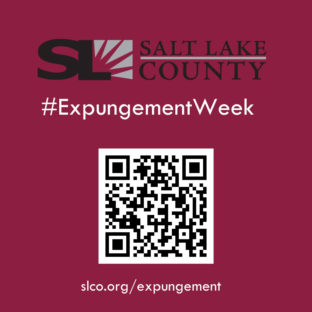 SLCoGov's tweet photo. This week is #ExpungementWeek Remove barriers to employment and housing. https://t.co/U1ljllpLzE is a community resource that provides info on cleaning your #Utah criminal records that do not qualify for automatic expungement. @cleanslateutah @UTLegalsrvices @UtahDPS @CourtsUtah https://t.co/452u6eDabY