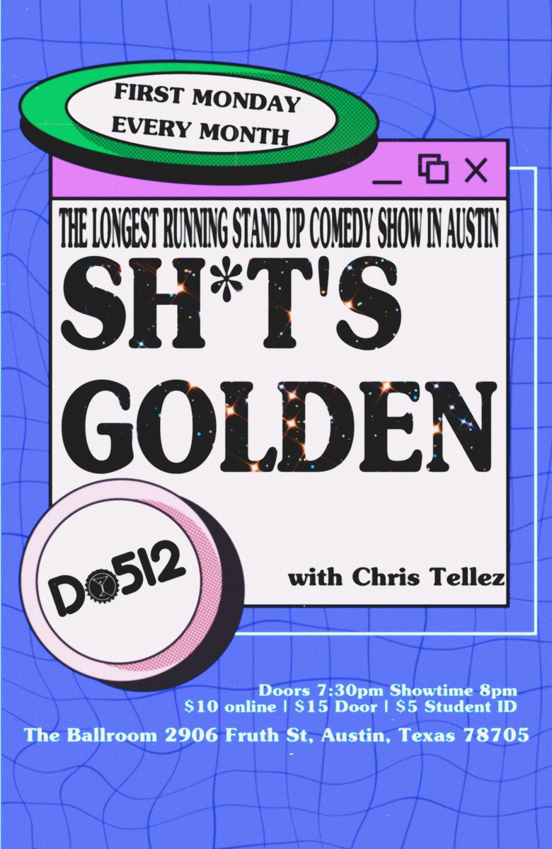 Shit’s Golden is back at the Ballroom TONIGHT! <a href="/Do512/">Do512</a> <a href="/spiderhouse/">Spider House</a> 

eventbrite.com/e/shits-golden…
