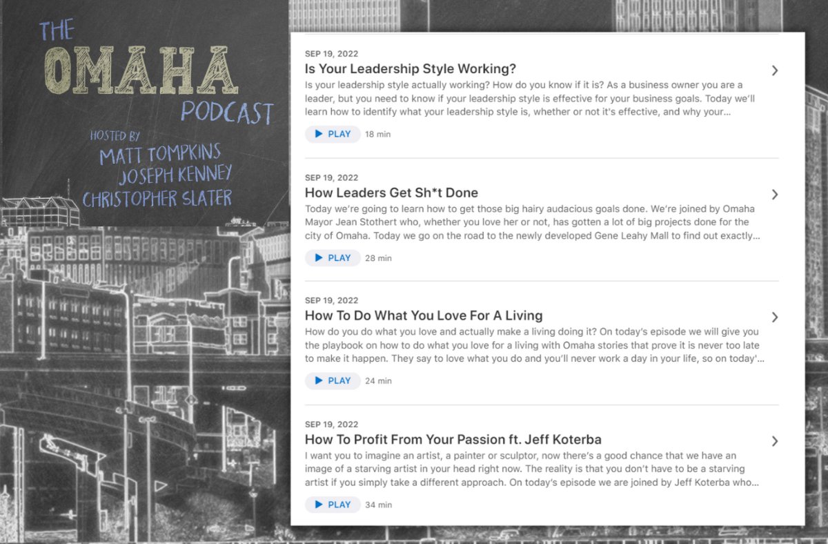 omahanepodcast's tweet photo. Four new podcast episodes are available now! 

#Entrepreneurship #SmallBusiness #Omaha 

https://t.co/O0kWXsvIML https://t.co/s366nhiwwm