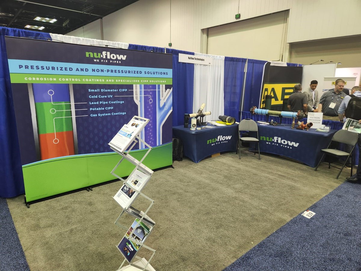 NuFlowTech's tweet photo. Come meet our team at #NuFlow Technologies, Booth 839 at the American Society of Plumbing Engineers convention to learn about our #CIPP technologies, Incluing NuCure Cold Cure UV and NuForce Pressurized CIPP. 
#WeFixPipes #2022ASPEconv #pipelining #piperepair #trenchless https://t.co/yseCRpntxm