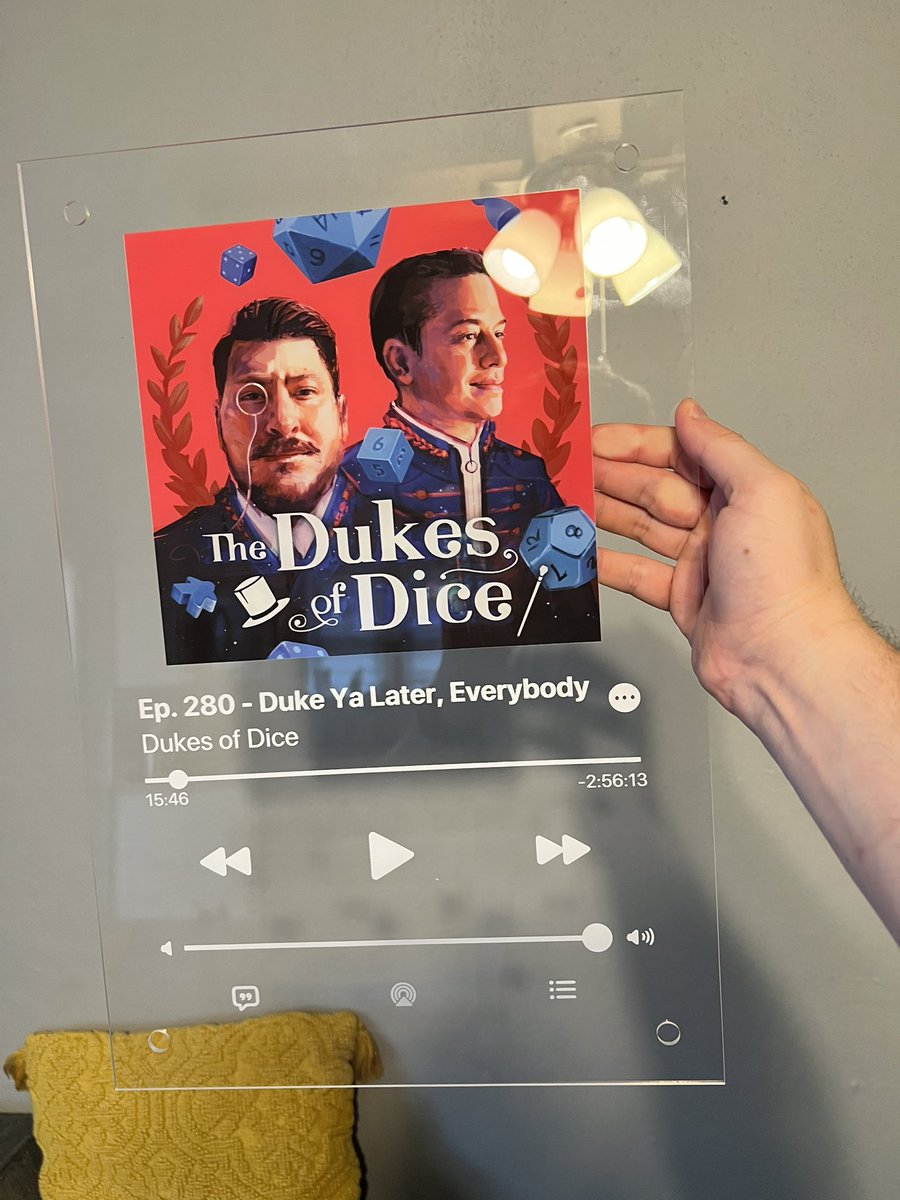 Abby got me an awesome gift to commemorate the end of the @dukesofdice podcast! The time stamp is where had our end of show conversation on the finale. Excited to hang this up soon!