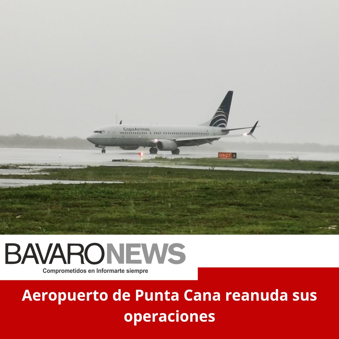 BavaroNews's tweet photo. #Locales |El Aeropuerto Internacional de Punta Cana reanuda operaciones luego de haber sido suspendida ayer por el paso de la el huracán Fiona por el país.
https://t.co/ZkCqr33tv2
#aeropuerto #PuntaCana #reanuda #operaciones https://t.co/C4GoG8dRhY
