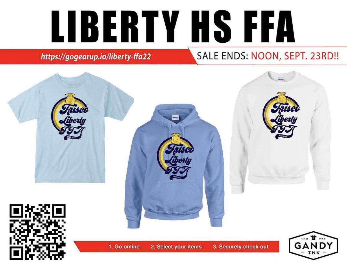 This is the last week to order your 22-23  Liberty FFA apparel! Our officers worked hard on designing it just for you. Get yours before the shop closes. 

 gogearup.io/liberty-ffa22