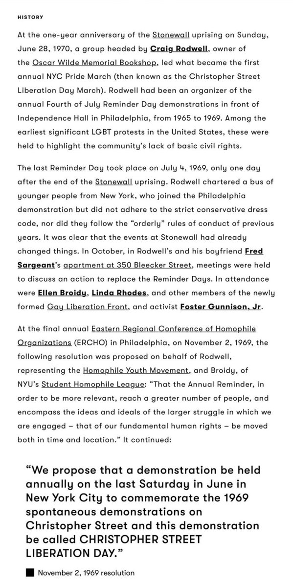 The ‘Christopher Street Liberation Day’ March on June 28th, 1970 marked the 1 year anniversary of the #StonewallRiots, which led to the modern #PRIDE🏳️‍🌈 movement

Organized by LESBIANS Ellen Broidy & Linda Rhodes and GAY MEN Craig Roswell & Fred Sargeant

 #IStandWithFredSargeant