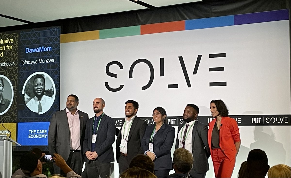 PJMFdn's tweet photo. Inspired by champions of innovative #technology centering #humanity, and proud to celebrate @SolveMIT 2022 AI for Humanity prize winners @dawa_health @Tarjimly @TrestleLabs  @AmazonTeamOrg https://t.co/XLrOE7orzT