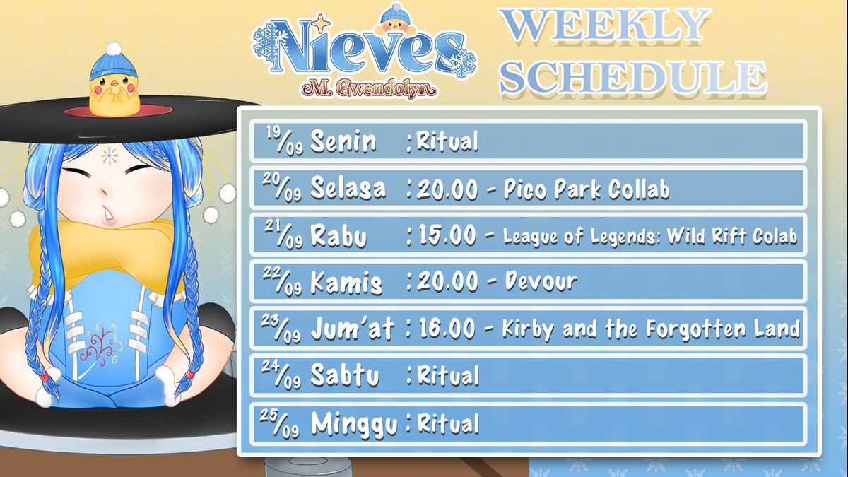 Wendymissja's tweet photo. [ SCHEDULE UPDATED ]
Berikut hastag menyeluruh untuk Wendy❄ :
• General : #WendyMissja
• Live Streaming : #WendyMisstream
• Art : #WendIllust
• Clip : #WendClip
• Meme/Shitpost : #WenXixi
• Horror/Mystery : #WenDevil / #MissTerry
• Story : #WenDemiurgic
• Nsfw : #WeNutz https://t.co/dW54d0FO6c
