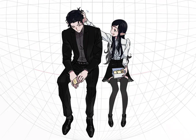 Test drawings of Una and Seth. The eternally gloomy brother and sister who doesn't give up hope to awaken in him a taste for life#OC 