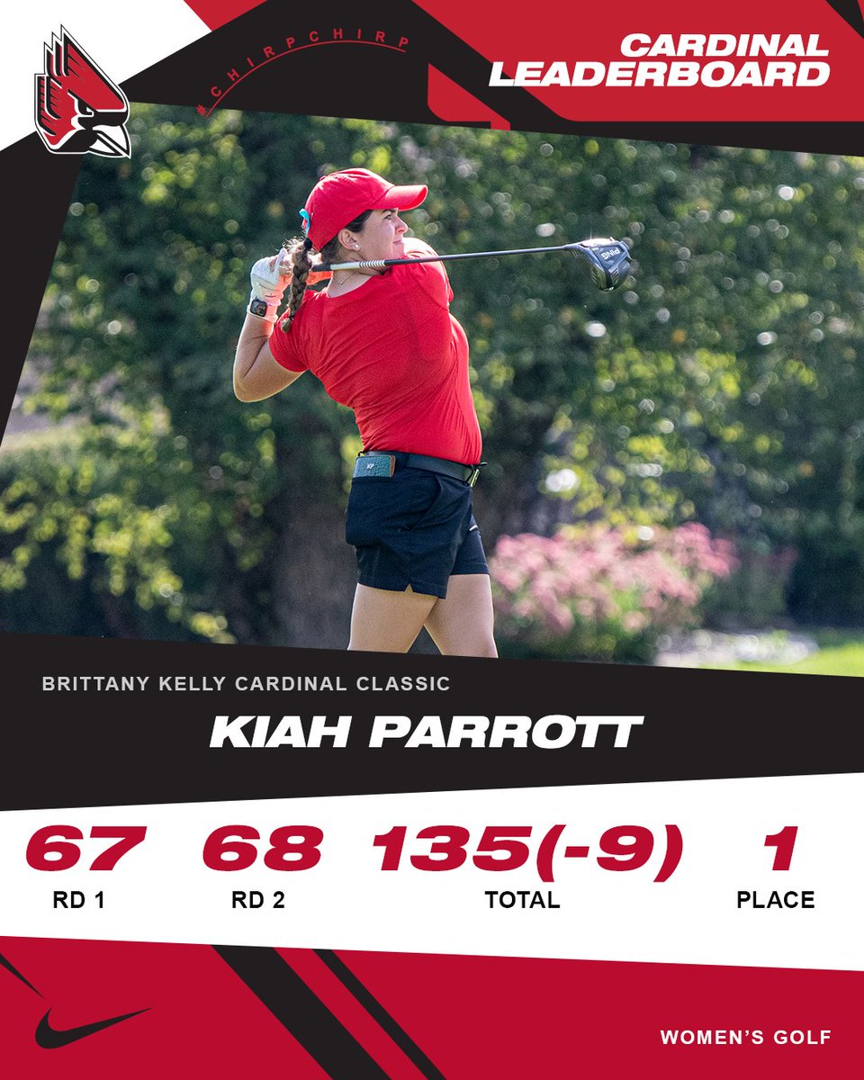 BallStateWGolf's tweet photo. .@parrott_kiah is your leader in the clubhouse after two rounds. The Cardinals remain in 5th place.

#ChirpChirp x #WeFly https://t.co/9TvWFbD24W