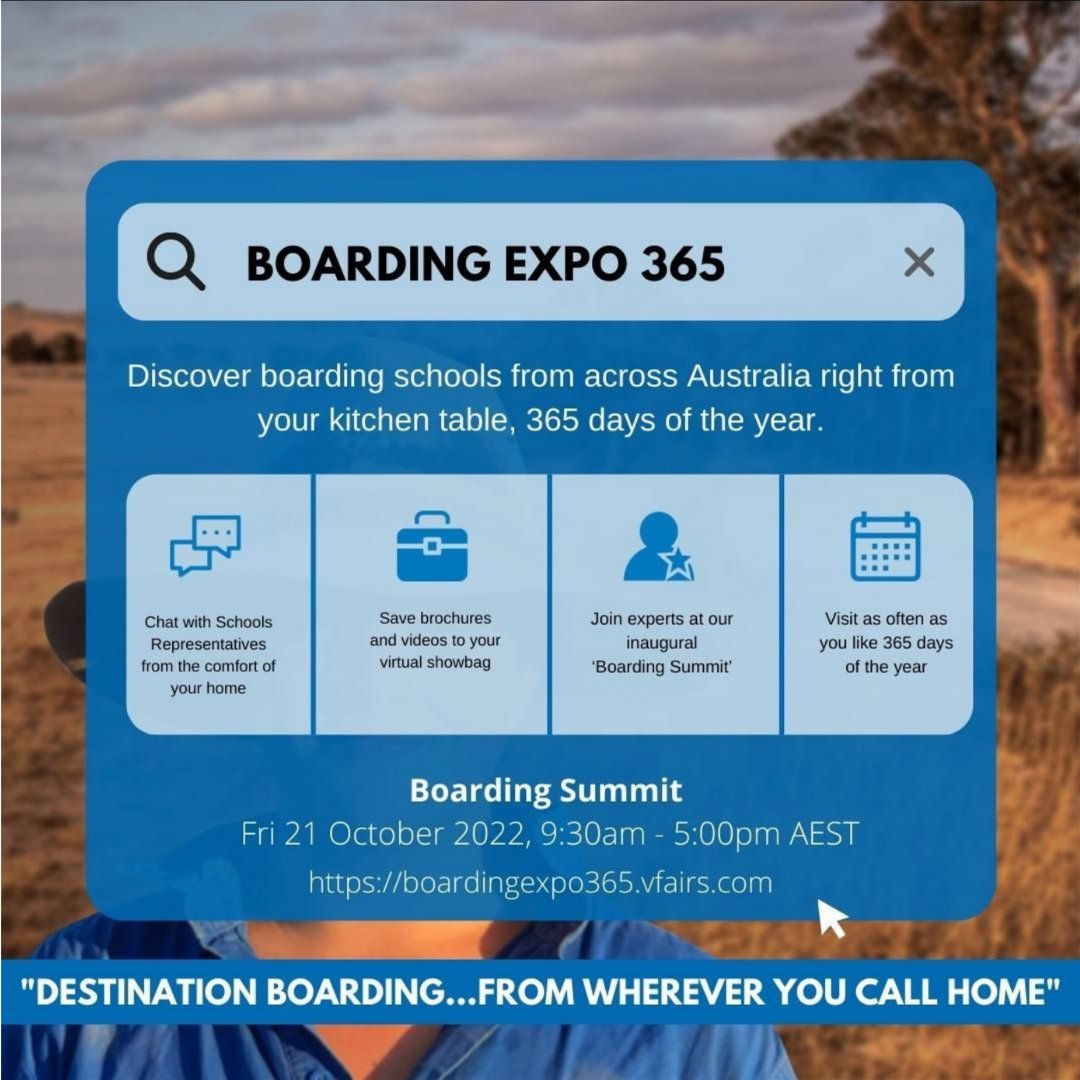 Have you visited our virtual platform, Boarding Expo 365? 

#boardingexpo365 #australianboardingschools #boardingschoolsaustralia #destinationboarding #boardingisfun #boardingcommunitiesinschools #icpa #boardingexpo
