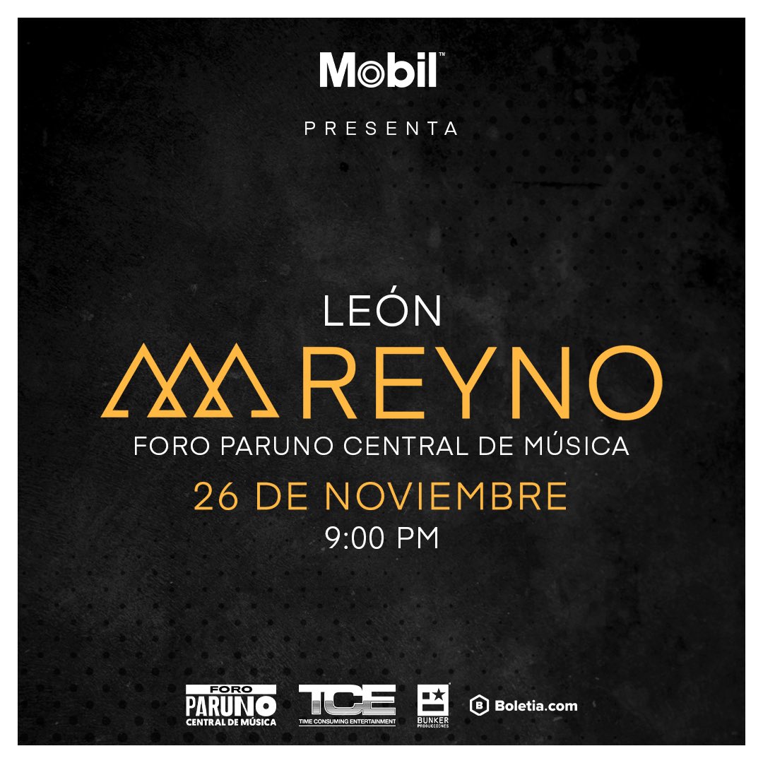 REYNOmx's tweet photo. León, nos vemos el 26 de noviembre en el #ForoParuno Central De Música.
Boletos: https://t.co/oi5jw1rKZd https://t.co/w7exqhJFp0