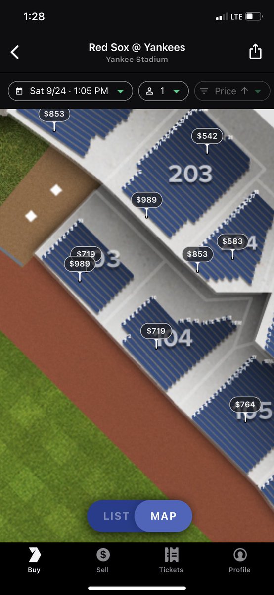 BriGuy3723's tweet photo. I hope Judge hits 60,61,62 in the bullpens.
These assholes jacking up the prices like this. Bleachers $1,000???
(1 ticket for Saturday)
#NYY #RepBX #ChaseFor61 #ChasingMaris https://t.co/t34KtHMwoC