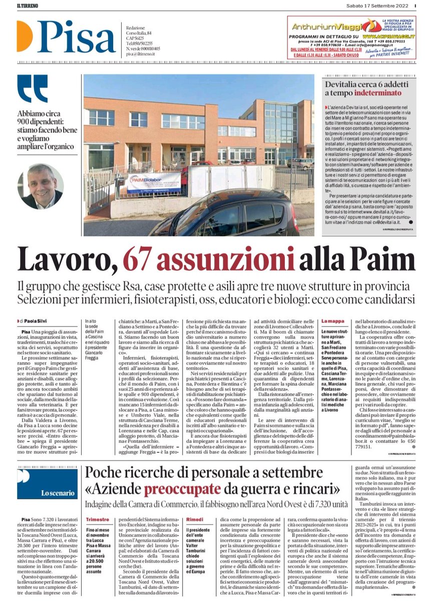 angelastelli's tweet photo. @gruppopaim assume 70 persone #oss #adb #biologi #educatori #infermieri a #pisa #valdera #livorno. https://t.co/PdZTeJLAhO