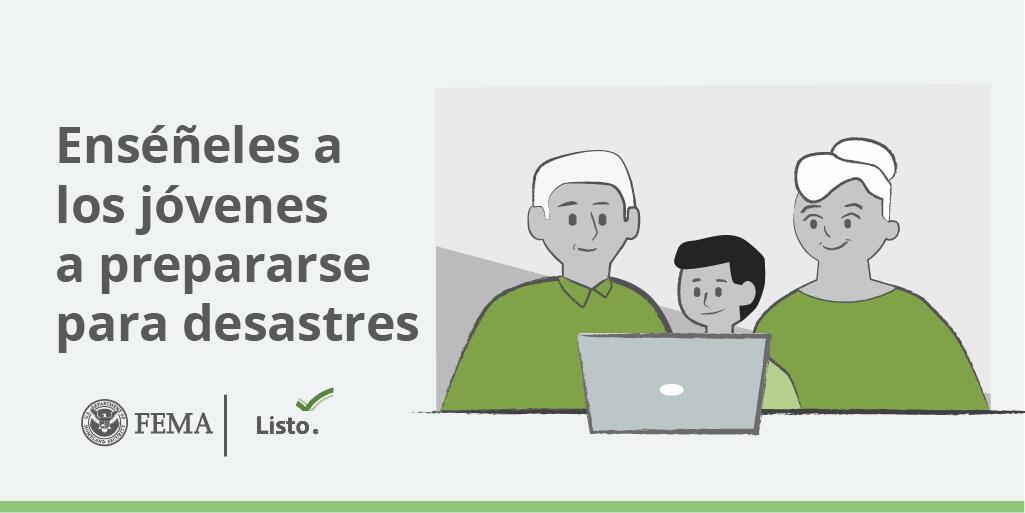 Construya un #LegadoQuePerdura: Prepare a sus hijos para los desastres y las emergencias. Tome tiempo para hacer un plan y conversar sobre la preparación. Ayúdeles a saber cómo estar seguros durante emergencias. Listo.gov/es/Niños #NPM2022