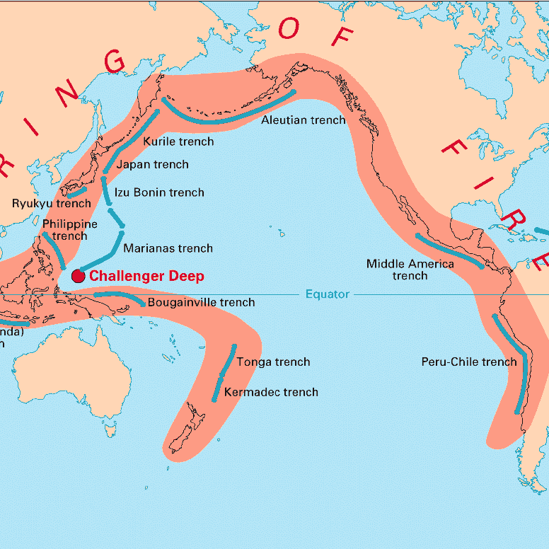 Map of the ring of fire