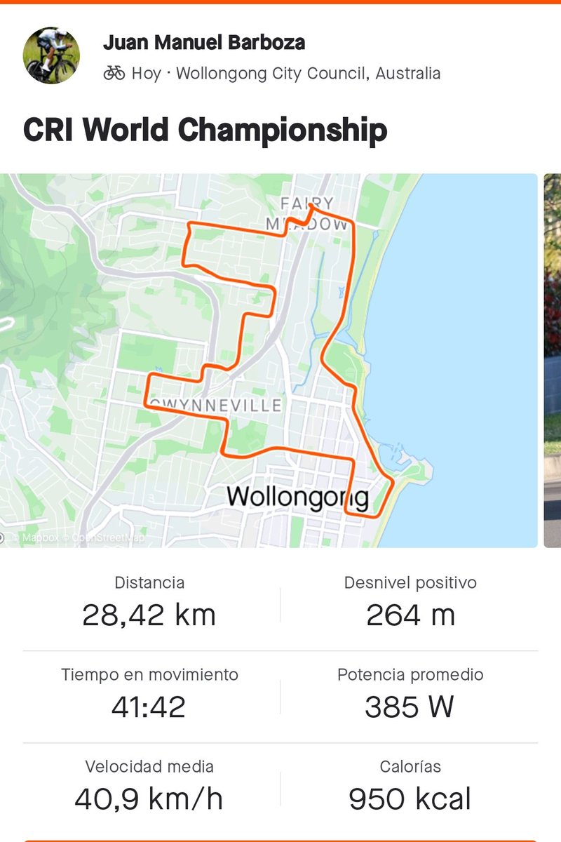 El colombiano Juan Manuel Barboza que corrió hoy la crono sub 23 en #Wollongong2022 con la rueda frenada hizo 385w de media.

A saber donde habría quedado si tuviera un material en condiciones, pero estoy seguro que mal resultado no habría tenido.
